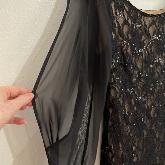 Vintage Size 8 Black Lace Sequin Whimsigoth Glam Y2K Mini Dress - Picture 4 of 9